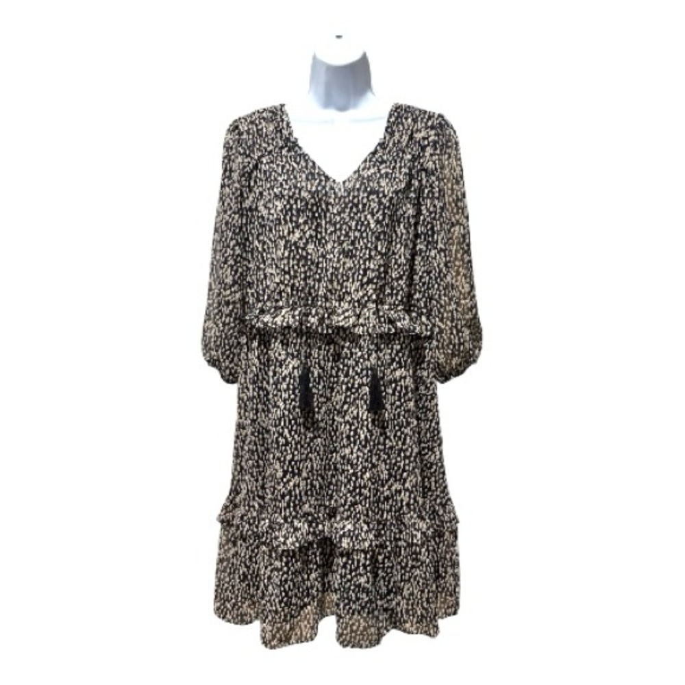 Soft Surroundings Gold Thread Boho Tassel Dress Size M Flowy Peasant Style